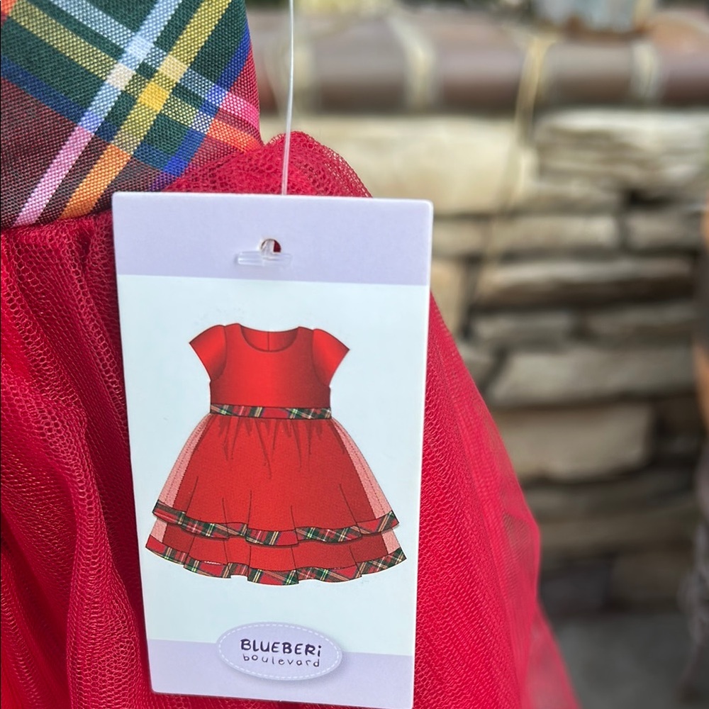 Blueberi Boulevard Red Plaid Kids Formal Dress - Picture 4 of 13